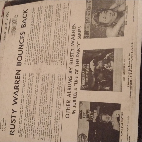 Rusty Warren Comedy LP - Picture 3 of 3